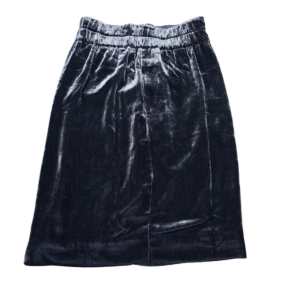 J.Crew Silk Blend Velvet Midi Skirt Women's Size XS Navy Blue Elastic Waist